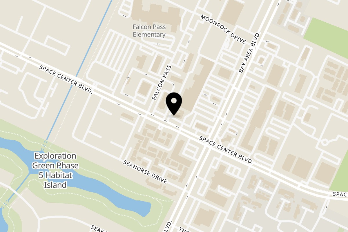 Map showing the location of Miller's Cafe Clear Lake on 2403 Bay Area Blvd. in Houston